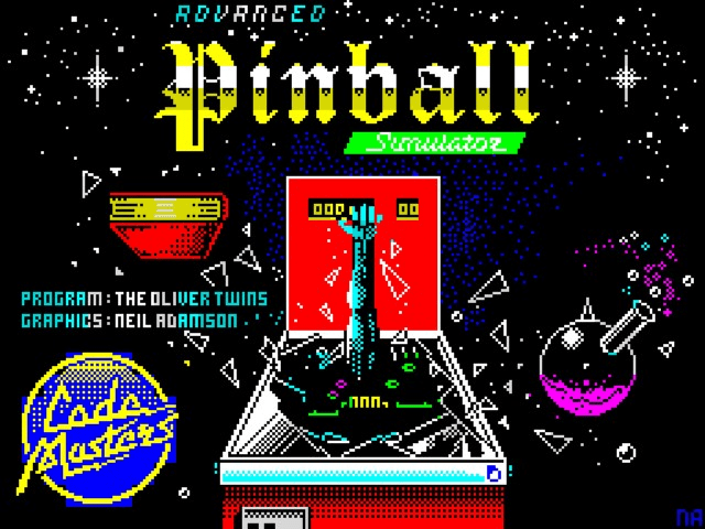 Advanced Pinball Simulator title screen for ZX Spectrum